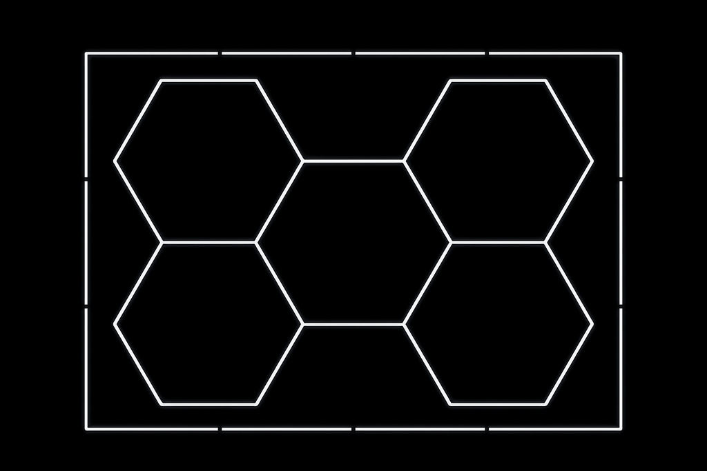 5‑Hex Premium Hexagon LED Lighting Kit WITH BORDER 3630mm x 2430mm