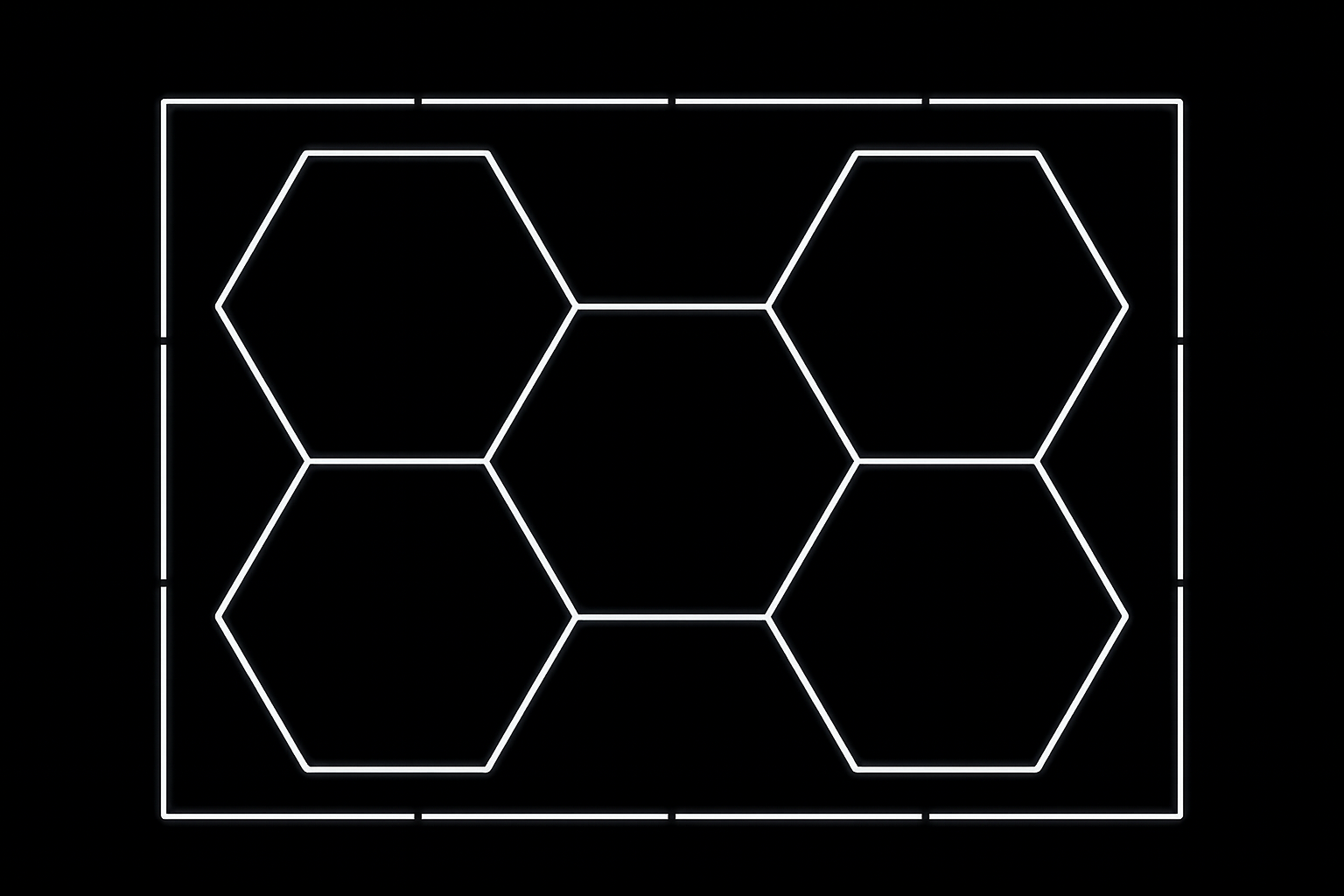 5‑Hex Premium Hexagon LED Lighting Kit WITH BORDER 3630mm x 2430mm