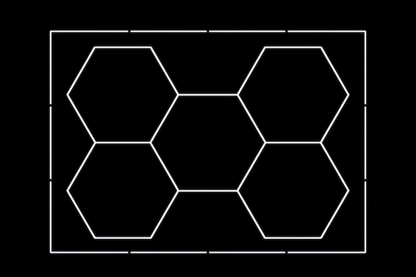 5‑Hex Premium Hexagon LED Lighting Kit WITH BORDER 3630mm x 2430mm